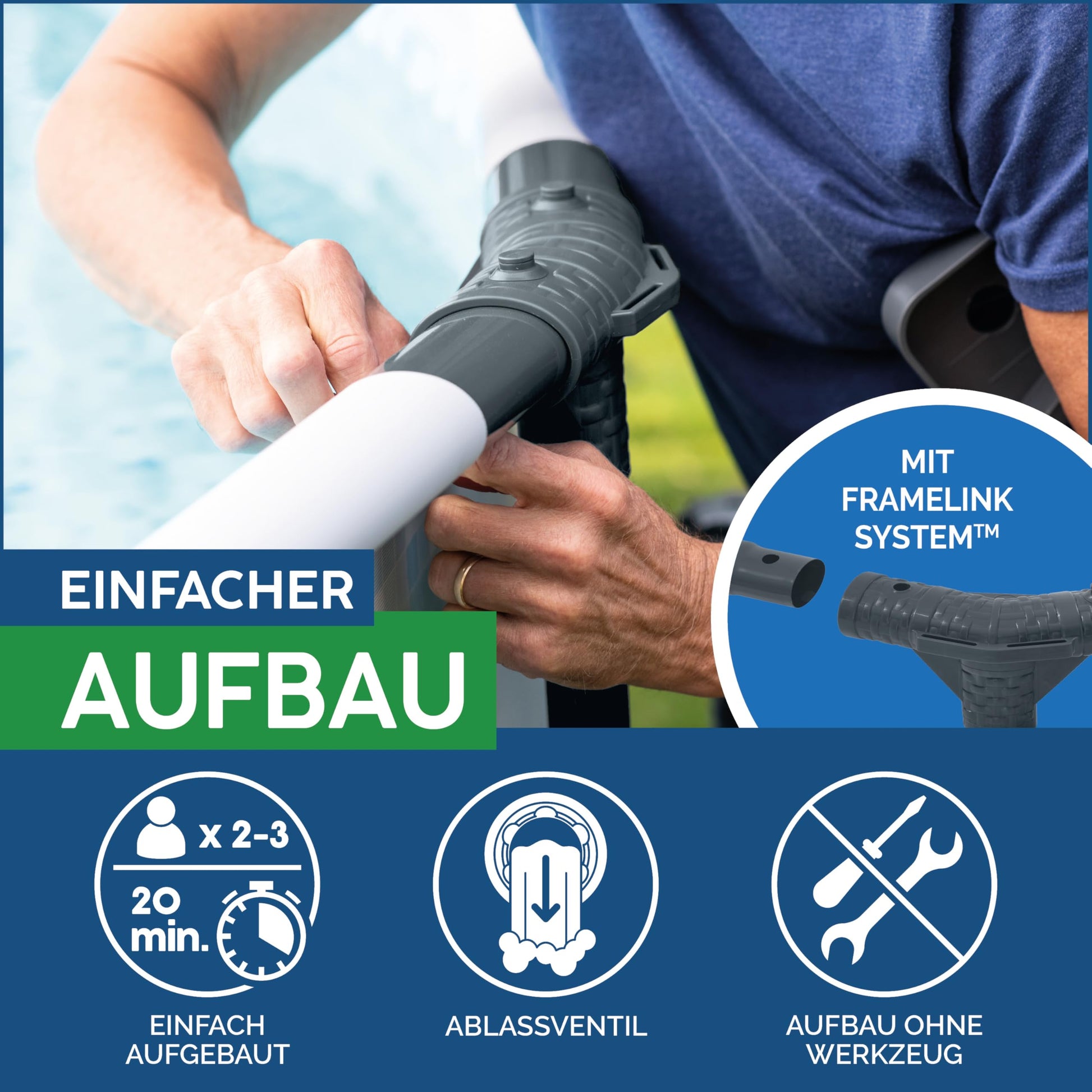 Bestway Steel Pro MAX™ Aufstellpool Komplett-Set mit Filterpumpe Ø 366 x 122 cm