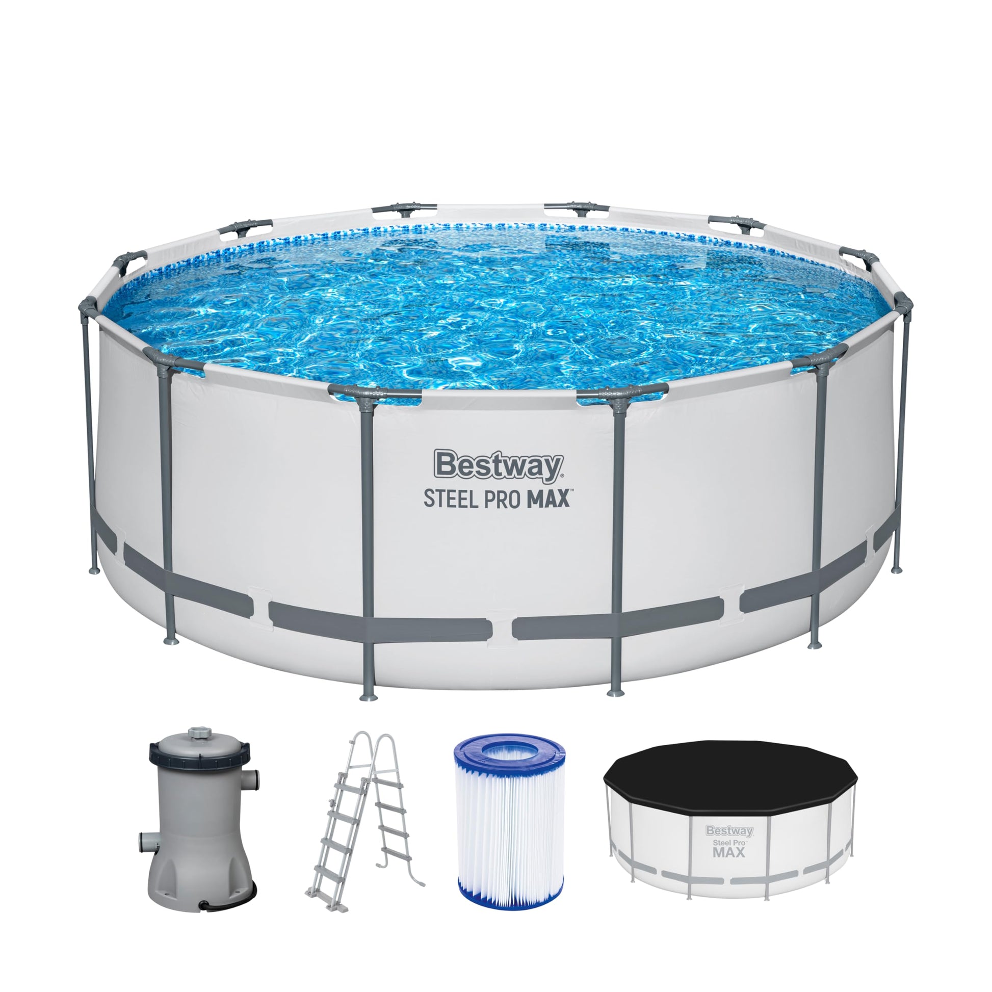 Bestway Steel Pro MAX™ Aufstellpool Komplett-Set mit Filterpumpe Ø 366 x 122 cm
