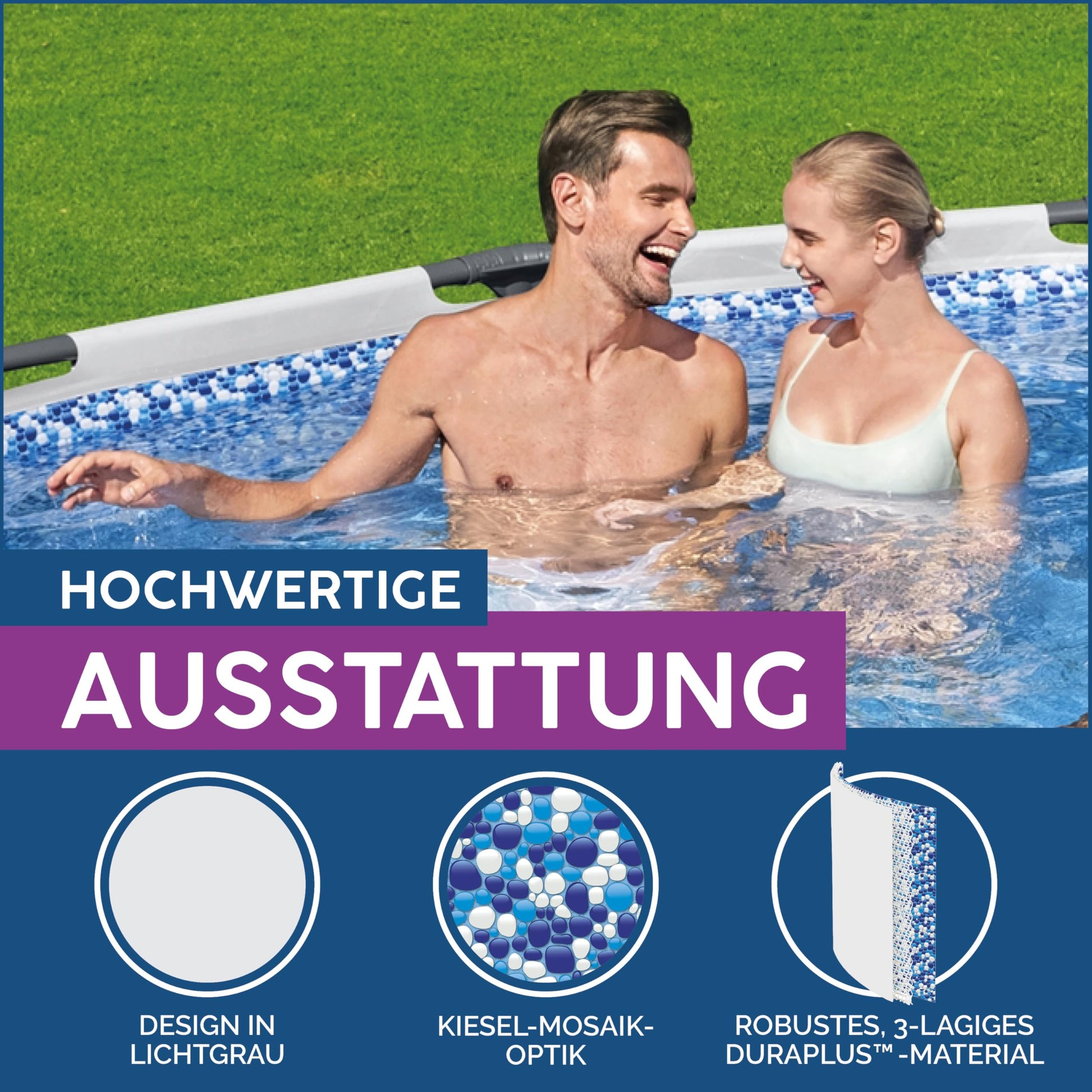 Bestway Steel Pro MAX™ Aufstellpool Komplett-Set mit Filterpumpe Ø 366 x 122 cm